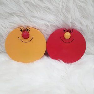 1970s Vintage Mk FINLAND Tresmer Plastic Coin banks red yellow matching pair